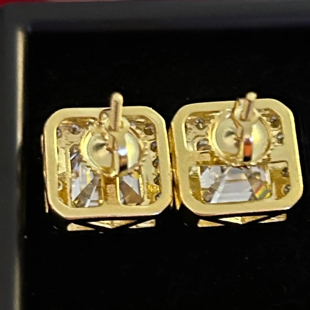 Luxury 6.00 CTW Moissanite Diamond Asscher cut screwback Stud Earrings‎